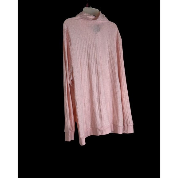 Muk Luks Women 1X Soft Peach Pointelle Knit Quarter Zip Pullover Shimmer Sweater - Picture 3 of 15